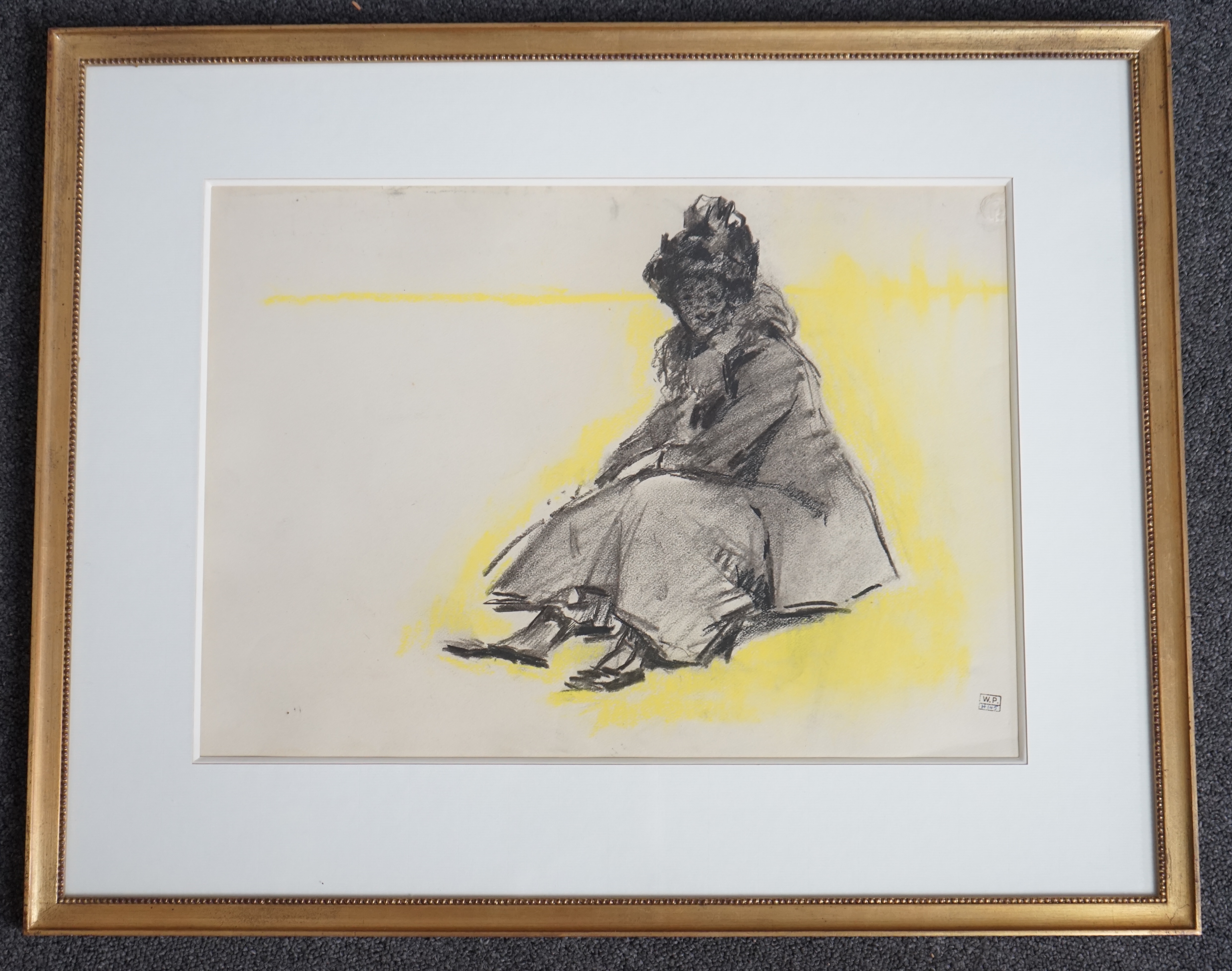 Willem Adriaan Paerels (Belgian, 1878-1962), Study of a seated woman, conté crayon on light buff paper, 32 x 45cm